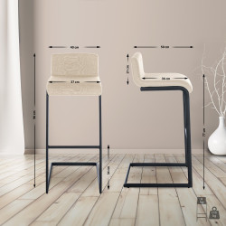 Ensemble de 2 tabourets de bar Newport B, tissu crème