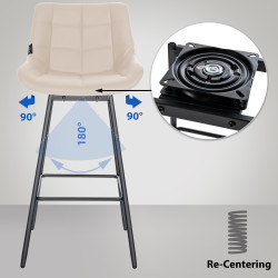 Conjunto de 4 bancos de bar giratórios Weston em couro creme