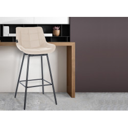 Conjunto de 4 bancos de bar giratórios Weston em couro creme