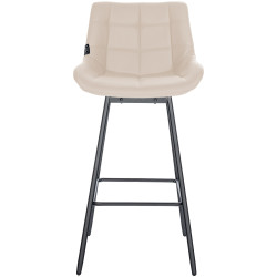 Conjunto de 4 taburetes de bar giratorios Weston de cuero sintético color crema