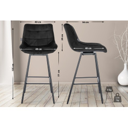 Ensemble de 4 tabourets de bar pivotants Weston en velours noir