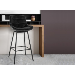 Conjunto de 4 taburetes de bar giratorios Weston de terciopelo negro