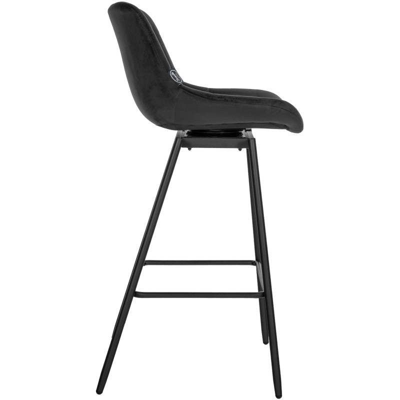 Ensemble de 4 tabourets de bar pivotants Weston en velours noir