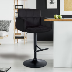 Conjunto de 2 taburetes de bar Los Angeles de terciopelo negro negro