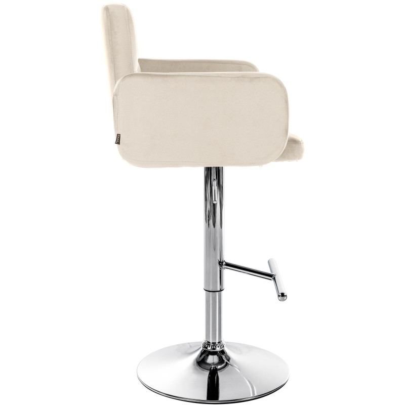 Conjunto de 2 taburetes de bar Los Angeles de terciopelo cromado color crema