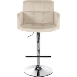 Conjunto de 2 taburetes de bar Los Angeles de terciopelo cromado color crema