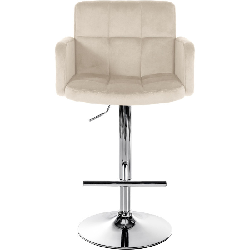 Conjunto de 2 taburetes de bar Los Angeles de terciopelo cromado color crema