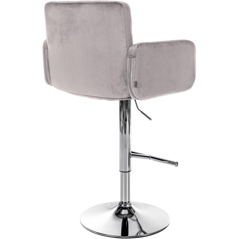 Conjunto de 2 taburetes de bar Los Angeles de terciopelo cromado gris