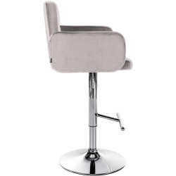 Conjunto de 2 taburetes de bar Los Angeles de terciopelo cromado gris