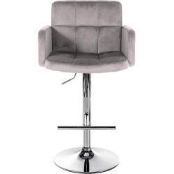 Ensemble de 2 tabourets de bar Los Angeles en velours gris chromé