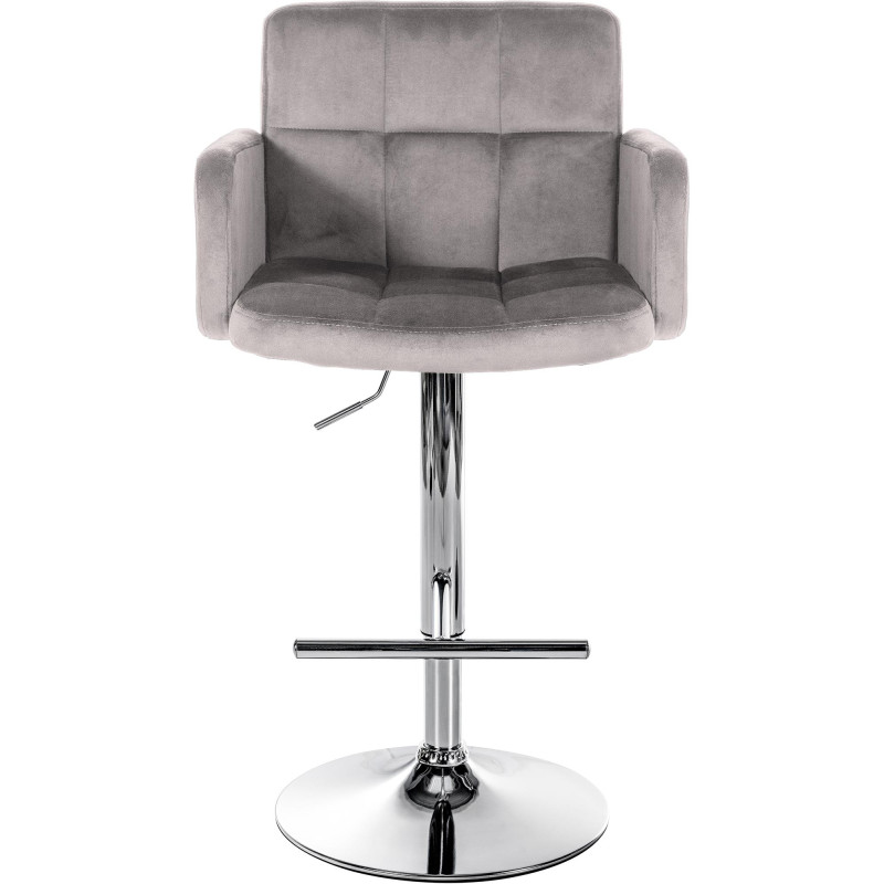 Conjunto de 2 taburetes de bar Los Angeles de terciopelo cromado gris