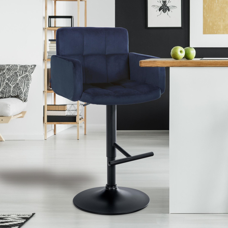 Coppia di sgabelli da bar Los Angeles in velluto blu nero