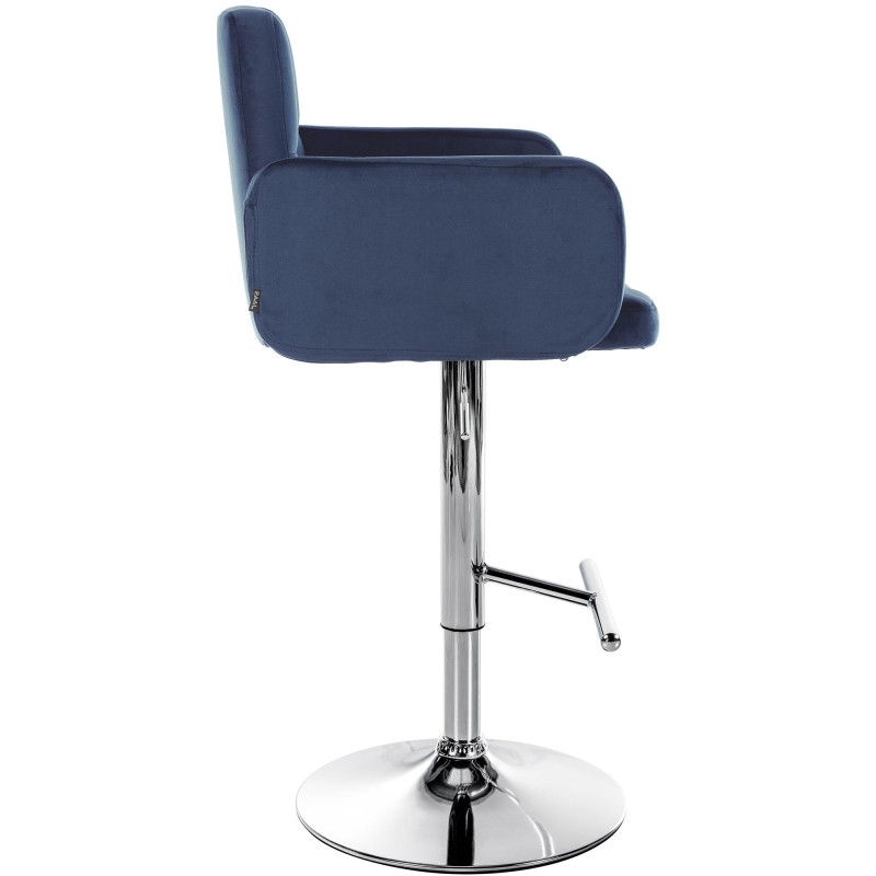 Ensemble de 2 tabourets de bar Los Angeles en velours chromé bleu