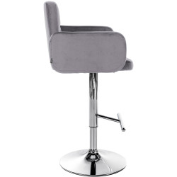 Conjunto de 2 taburetes de bar Los Angeles de terciopelo cromado gris oscuro