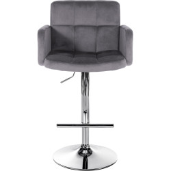 Conjunto de 2 taburetes de bar Los Angeles de terciopelo cromado gris oscuro