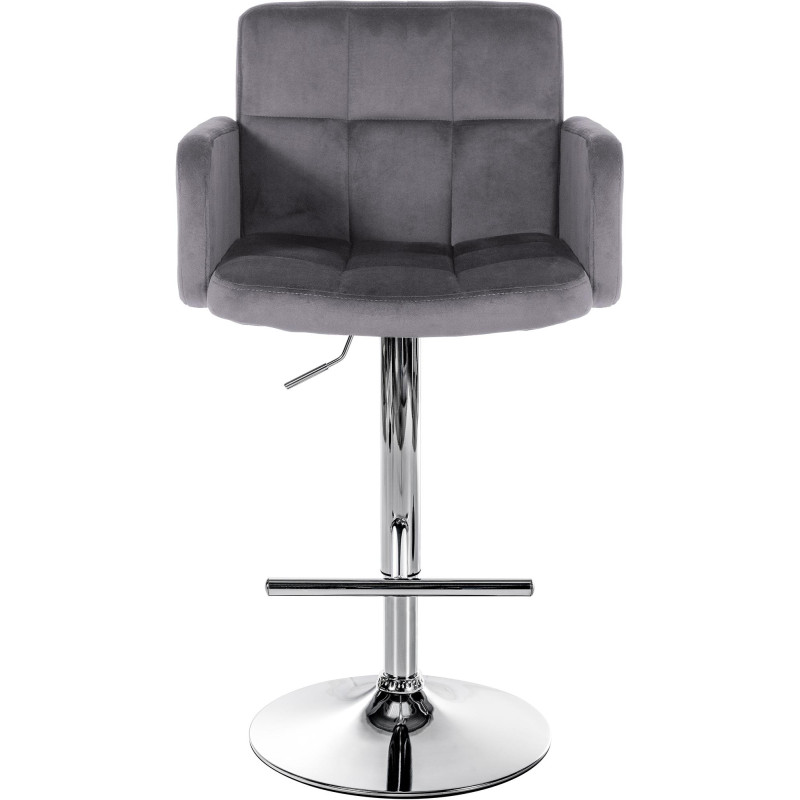 Conjunto de 2 bancos de bar Los Angeles em veludo cromado cinza escuro
