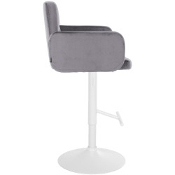 Conjunto de 2 taburetes de bar Los Angeles en terciopelo gris oscuro y blanco