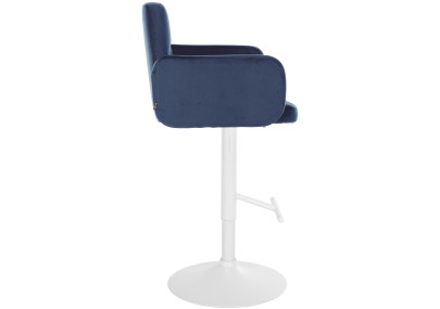 Conjunto de 2 taburetes de bar Los Angeles de terciopelo blanco y azul