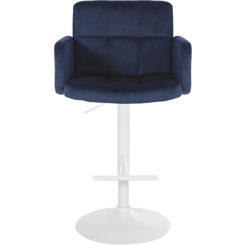 Conjunto de 2 taburetes de bar Los Angeles de terciopelo blanco y azul