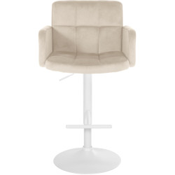 Conjunto de 2 taburetes de bar Los Angeles de terciopelo blanco crema