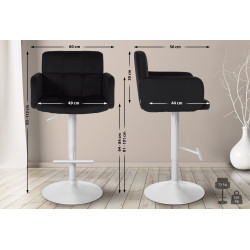 Ensemble de 2 tabourets de bar Los Angeles en velours blanc noir