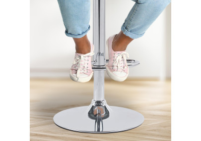 Tabouret de bar Solon en tissu chromé gris clair