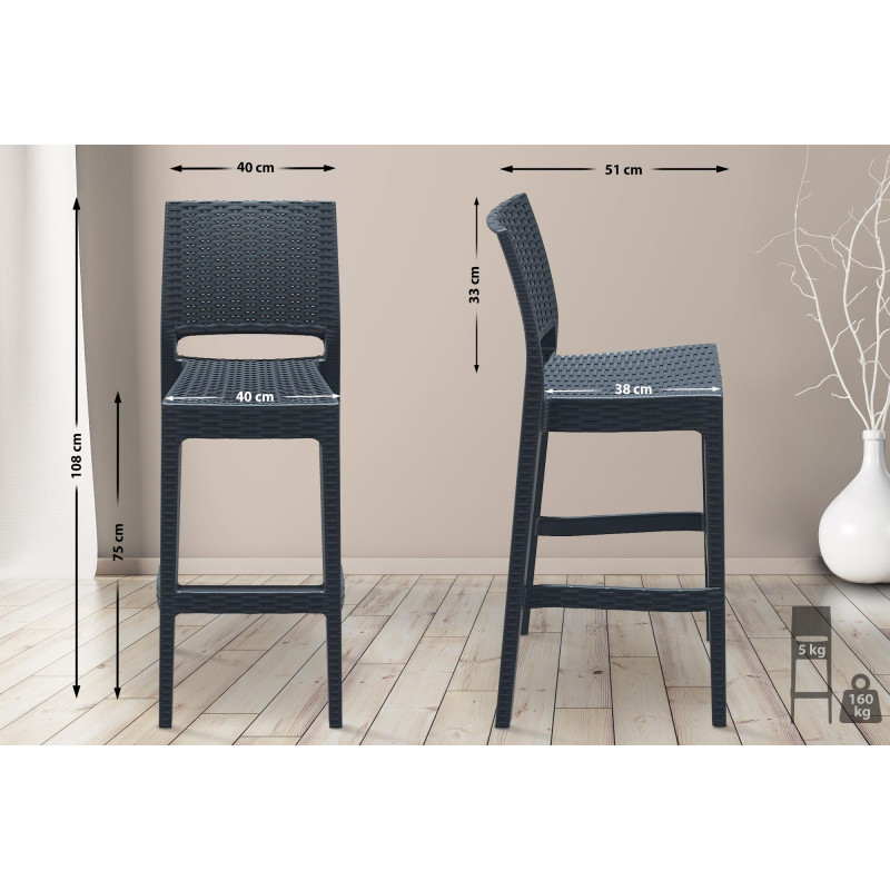 Insieme di 4 sgabelli da bar Jamaica grigio scuro