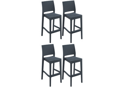 Conjunto de 4 bancos de bar Jamaica cinza escuro
