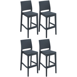 Conjunto de 4 taburetes de bar Jamaica gris oscuro