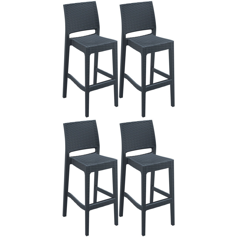 Conjunto de 4 taburetes de bar Jamaica gris oscuro