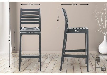 Ensemble de 4 tabourets de bar Ares gris foncé