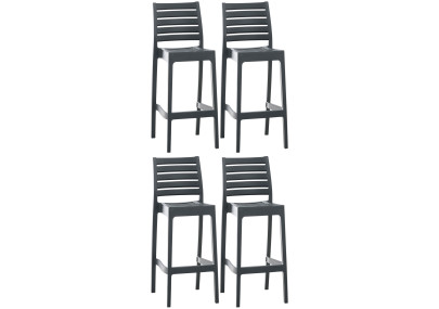 Conjunto de 4 taburetes de bar Ares gris oscuro