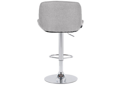 Tabouret de bar Solon, chromé, tissu gris clair