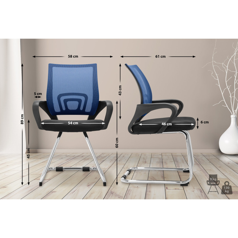 Chaise visiteur Eureka bleue