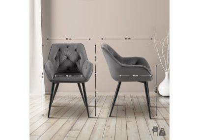 Chaise visiteur Cassis velours gris foncé