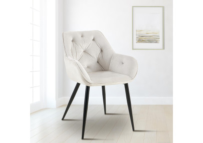 Fauteuil visiteur en velours Cassis, gris clair