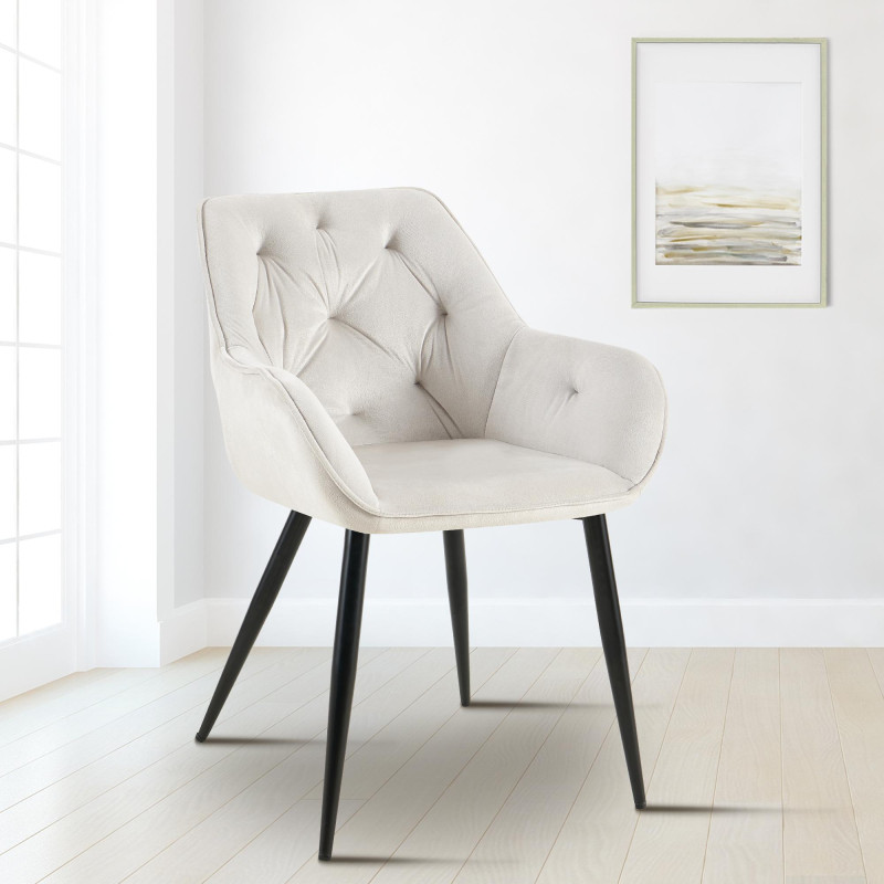 Fauteuil visiteur en velours Cassis, gris clair