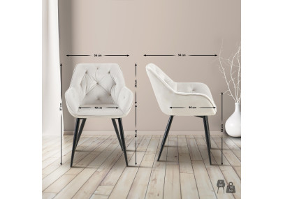 Fauteuil visiteur en velours Cassis, gris clair