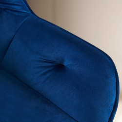 Fauteuil visiteur en velours Cassis, bleu