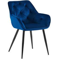 Fauteuil visiteur en velours Cassis, bleu