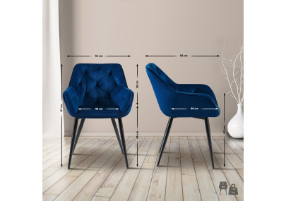 Chaise visiteur Cassis velours bleu