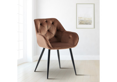 Fauteuil visiteur Cassis en velours marron