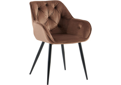 Fauteuil visiteur Cassis en velours marron