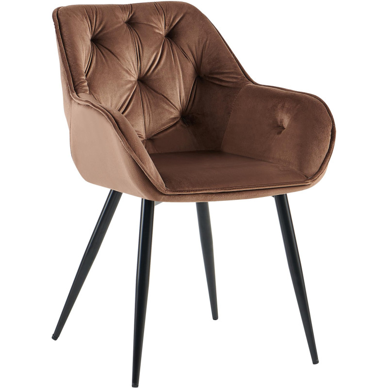 Fauteuil visiteur Cassis en velours marron