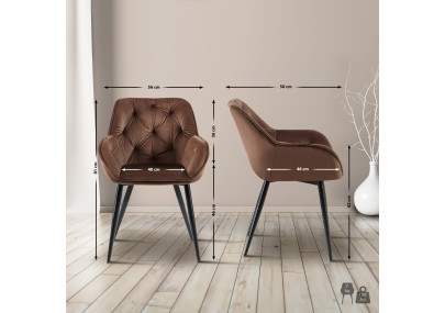 Fauteuil visiteur Cassis en velours marron