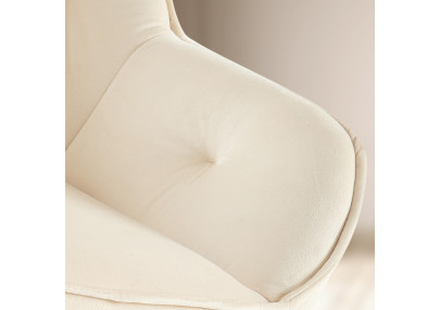 Fauteuil visiteur en velours Cassis, crème