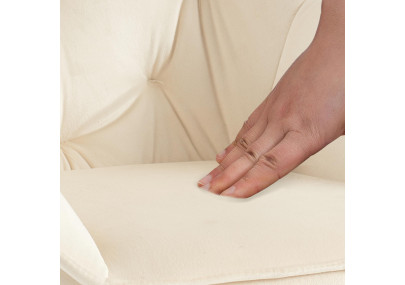 Fauteuil visiteur en velours Cassis, crème