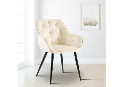 Fauteuil visiteur en velours Cassis, crème