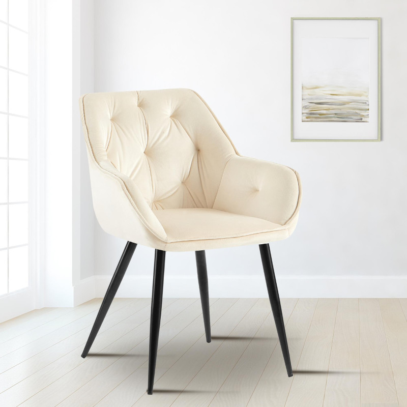 Chaise visiteur Cassis velours crème