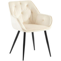Fauteuil visiteur en velours Cassis, crème